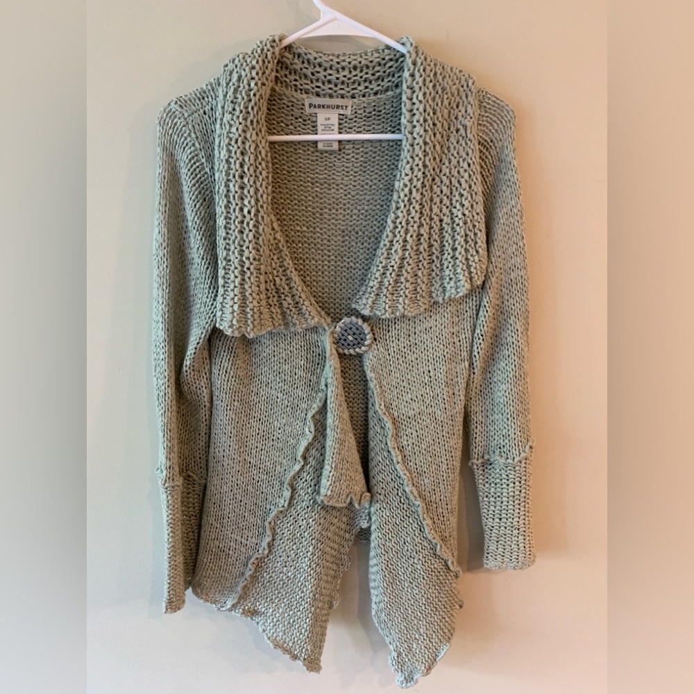 PARKHURST Light Gray Knit Cardigan